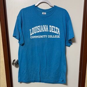 Gildan Blue Louisiana Delta Community College Tee Size L